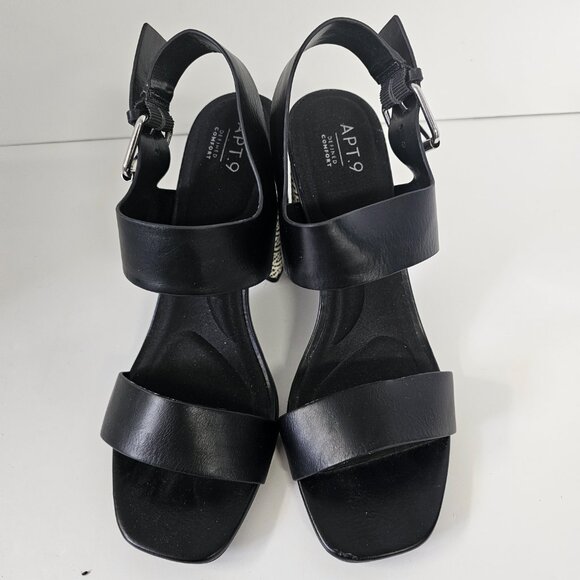 Apt. 9 Sandals Heel Black Faux Leather 9.5 - Picture 2 of 9